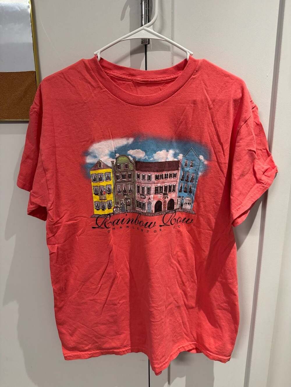 Rainbow Row Charleston SC Graphic Souvenir T-Shirt Coral